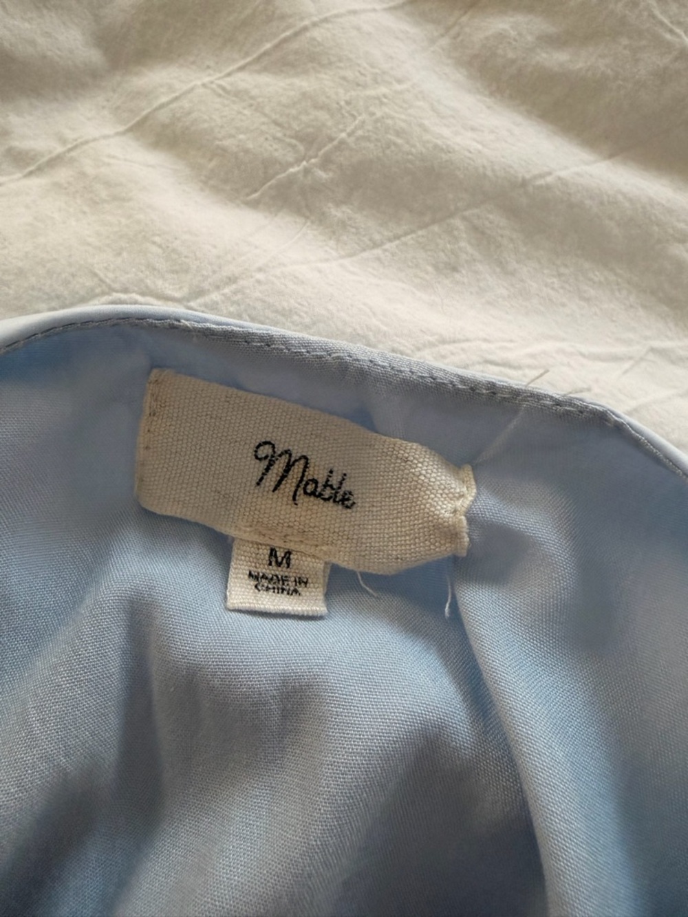 Light Blue Puff-Sleeve Cotton Dress - Picture 2 of 2